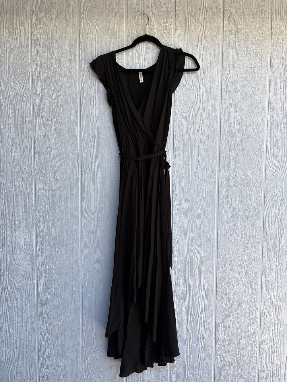 Unbranded Black Wrap Maxi Dress with Tie Waist